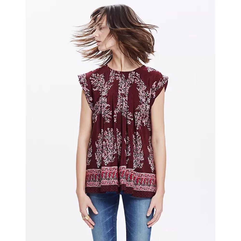 Madewell Silk Garden Top In Lassi Flower